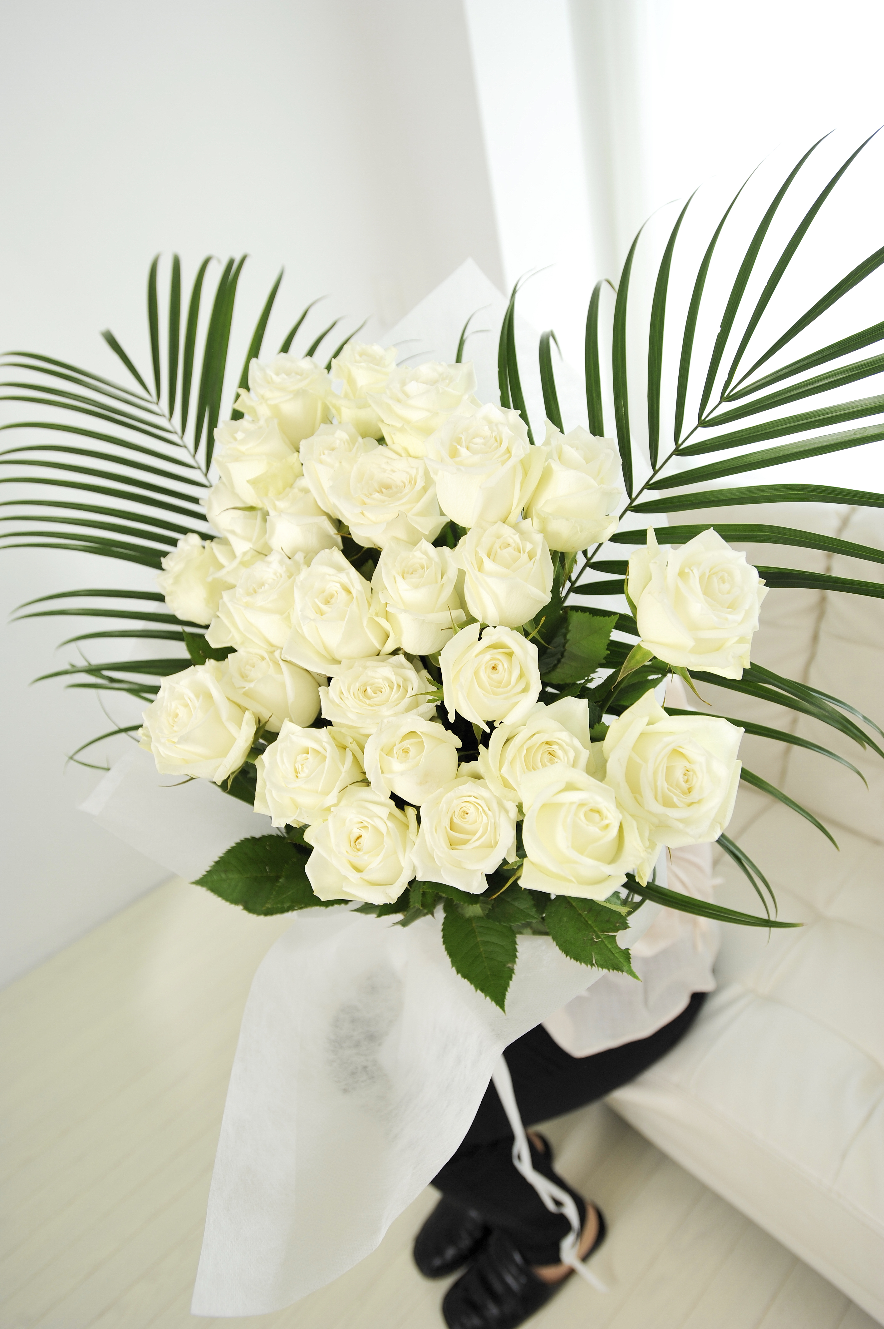 花束　高級バラ（白）　30本